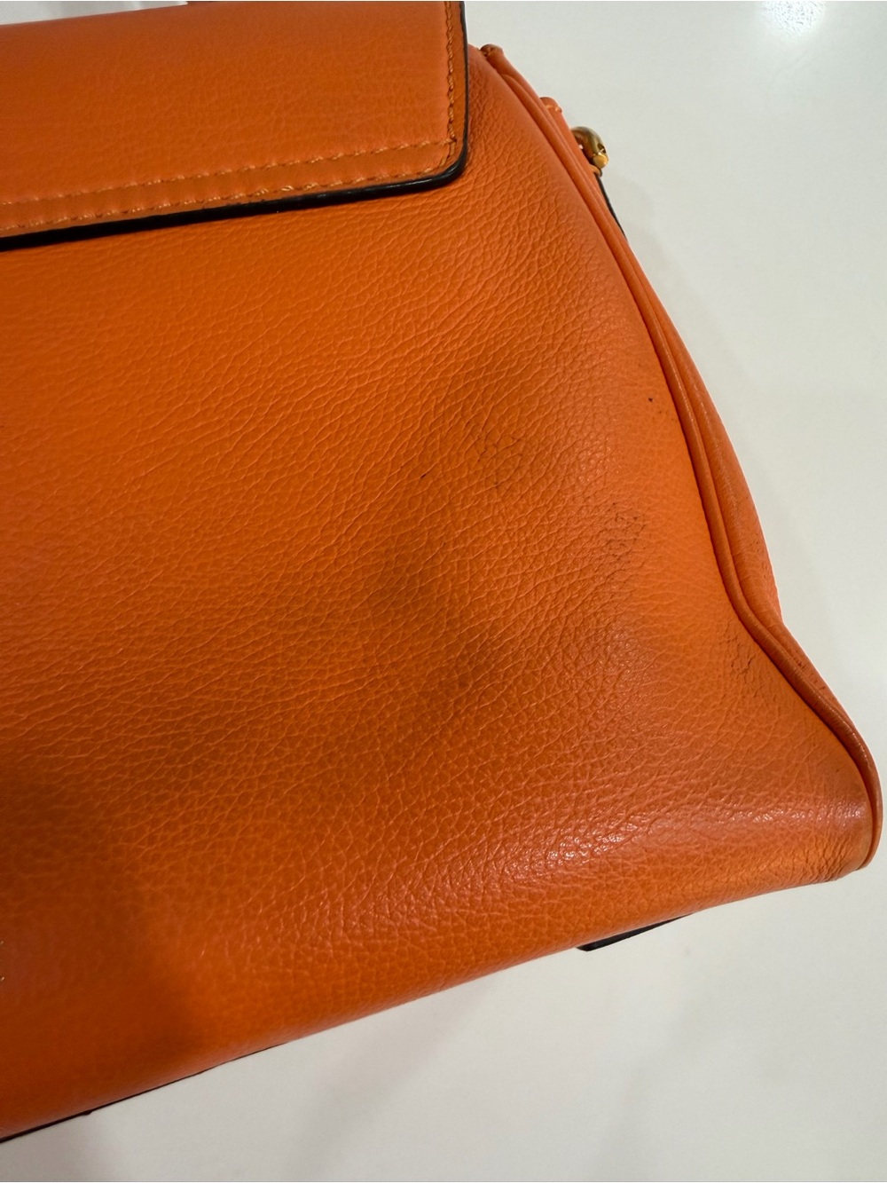Versace Orange Leather Satchel with Chunky Chain Strap - Picture 3 of 7